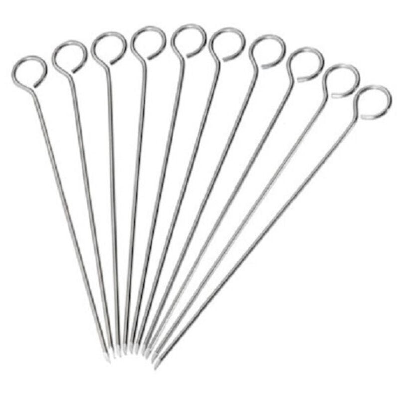 foto del prodotto trade shop traesio set 10 pz spiedini in acciaio inox per barbecue carne pesce frutta 35 cm 6443204 