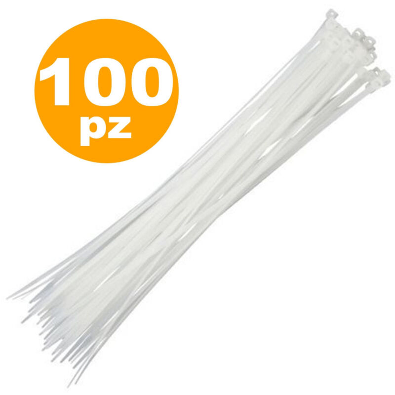 foto del prodotto trade shop traesio set 100 fascette autostringenti 4.8x250mm auto stringenti bianco trasparente 