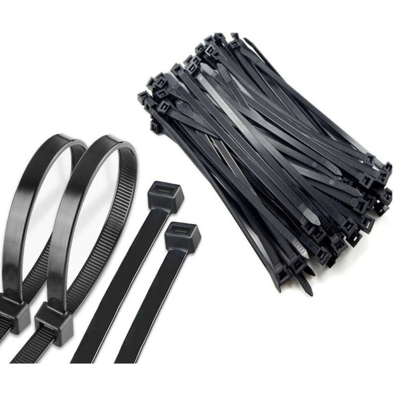 foto del prodotto trade shop traesio set 100 fascette plastica per cablaggio 8,8 x 550mm stringi cavo nere etq90530n 