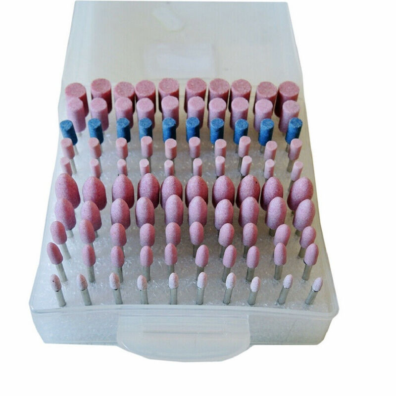 foto del prodotto trade shop traesio set 100 frese in pietra per mini trapano drimmel testine 3mm lucidanti abrasive 