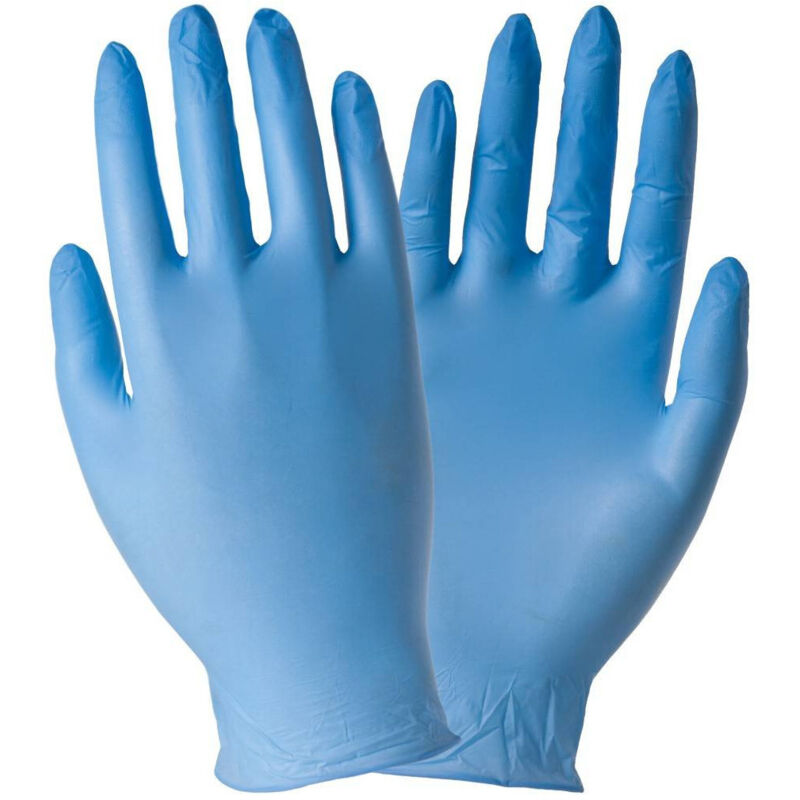 foto del prodotto trade shop traesio set 100 pezzi guanti in nitrile blu monouso senza polvere taglia s m l xl xl