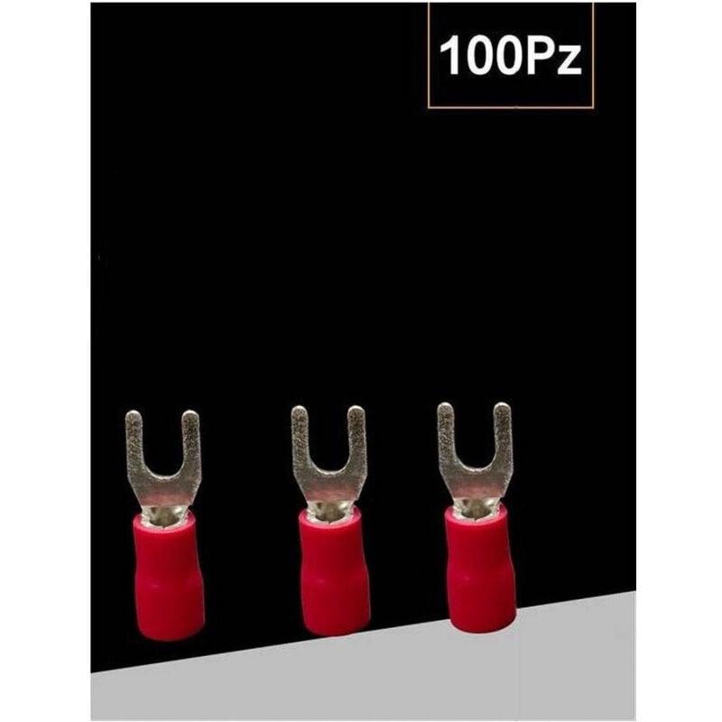 foto del prodotto trade shop traesio set 100 pz capicorda a forcella a crimpare per cavi 4 a 6 mm isolato m4 sv5.5 4 rosso
