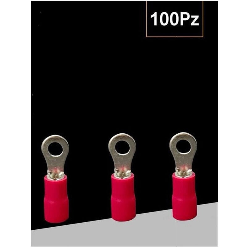 foto del prodotto trade shop traesio set 100 pz capicorda terminale ad occhiello isolato per cavi 0.5 1.5mm rv1.25 4 rosso