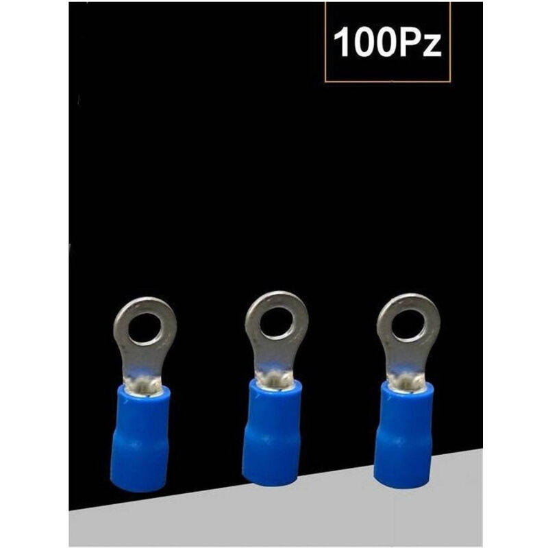 foto del prodotto trade shop traesio set 100 pz capicorda terminale ad occhiello isolato per cavi 1.5 2.5mm m4 rv2 4 blu