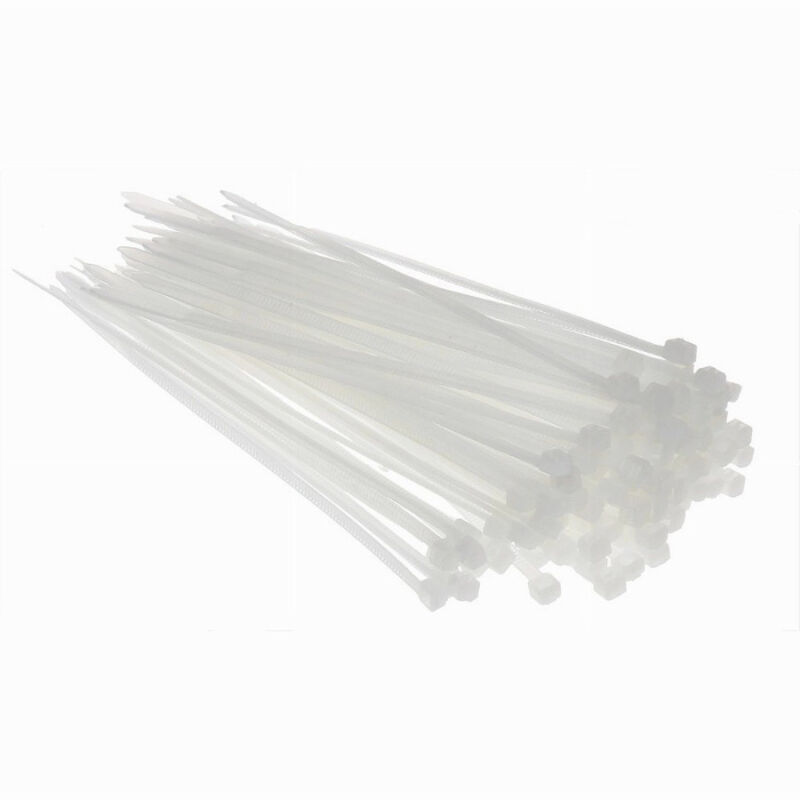foto del prodotto trade shop traesio set 100 pz fascette serracavo autobloccanti in nylon bianco 2.5mmx100mm 25 100 b 