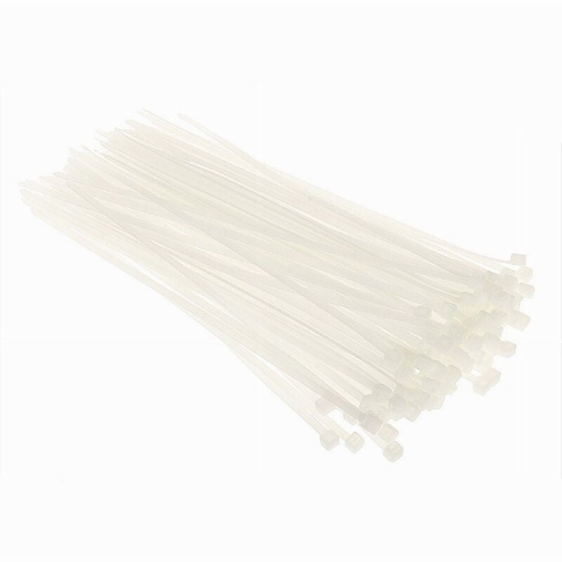 foto del prodotto trade shop traesio set 100 pz fascette serracavo autobloccanti in nylon bianco 3.6 x 200mm 36 200 b 