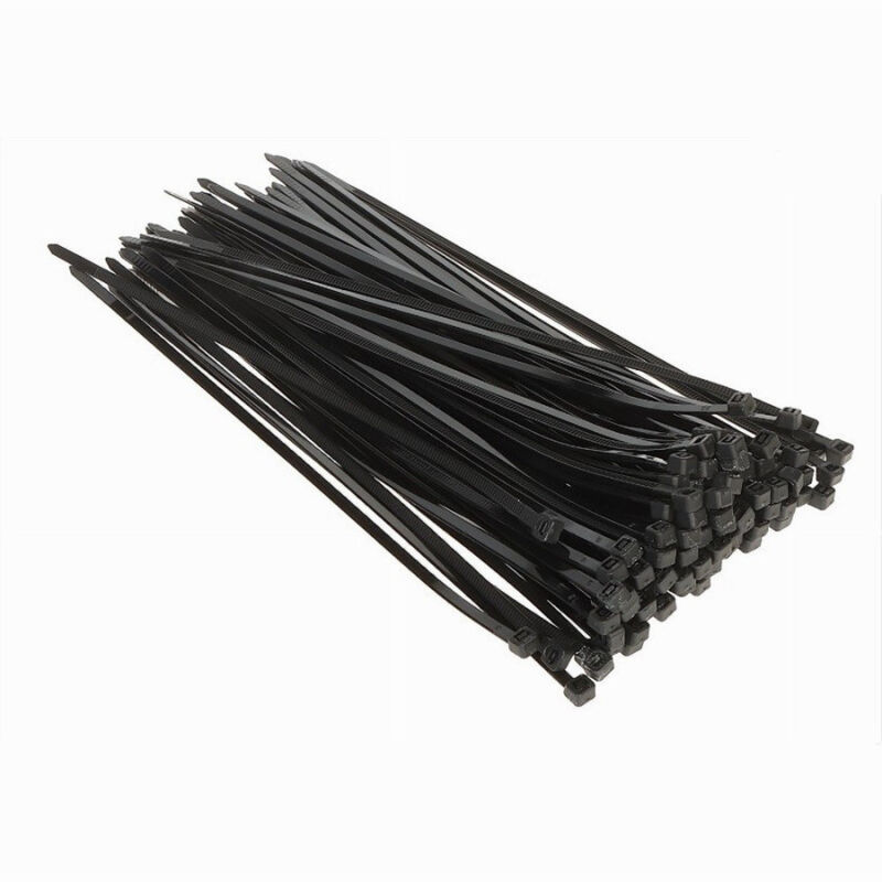 foto del prodotto trade shop traesio set 100 pz fascette serracavo autobloccanti in nylon nero 4.8mm x 200mm 48 200 n 