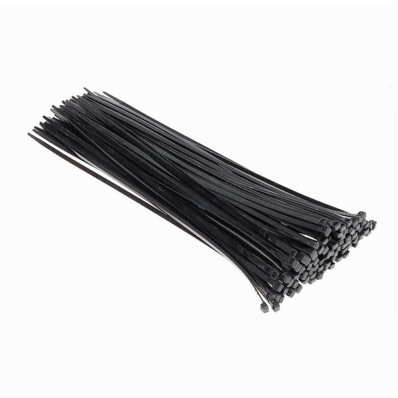 foto del prodotto trade shop traesio set 100 pz fascette serracavo autobloccanti in nylon nero 4.8mm x 300mm 48 300 n 