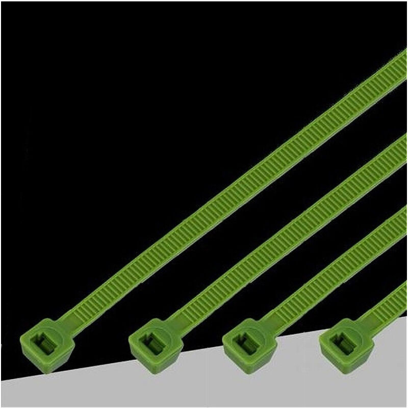 foto del prodotto trade shop traesio set 100 pz fascette serracavo autobloccanti in nylon verde 2.5mmx100 mm 25 100 v 