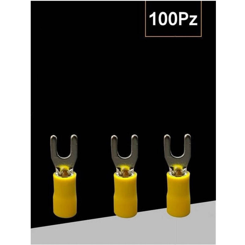 foto del prodotto trade shop traesio set 100pz capicorda a forcella a crimpare per cavi 2.5 4mm isolato m4 sv3.5 4 giallo