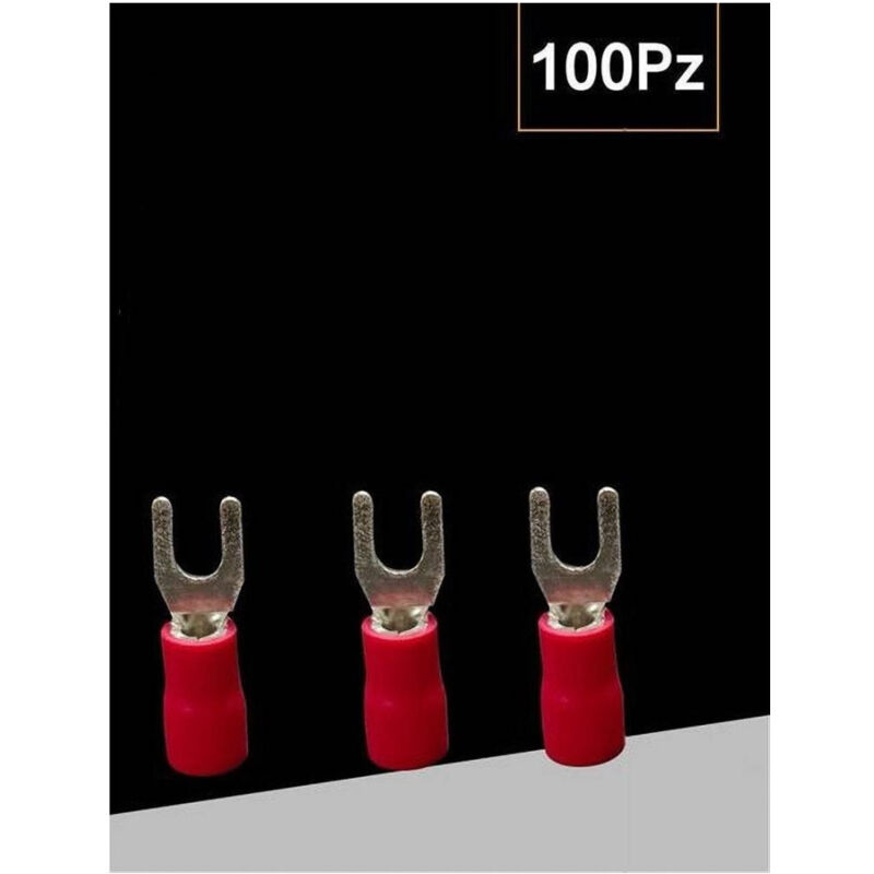foto del prodotto trade shop traesio set 100pz capicorda a forcella a crimpare per cavi 2.5 4mm isolato m4 sv3.5 4 rosso