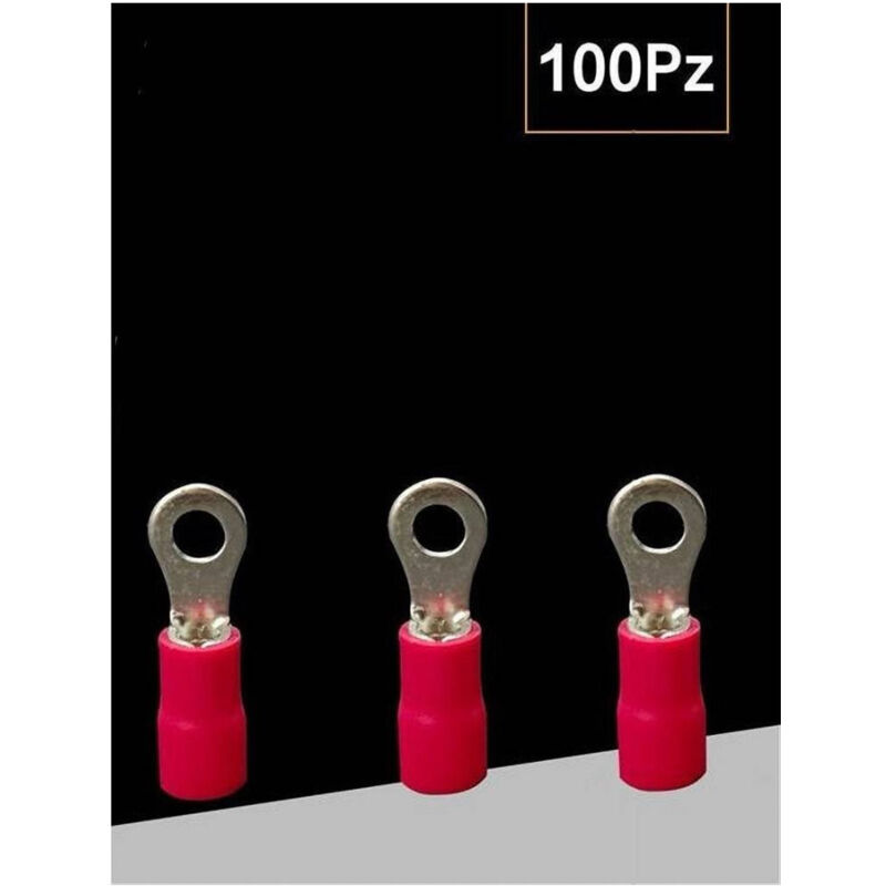 foto del prodotto trade shop traesio set 100pz capicorda terminale ad occhiello isolato per cavi 2.5 4mm m4 rv3.5 4 rosso