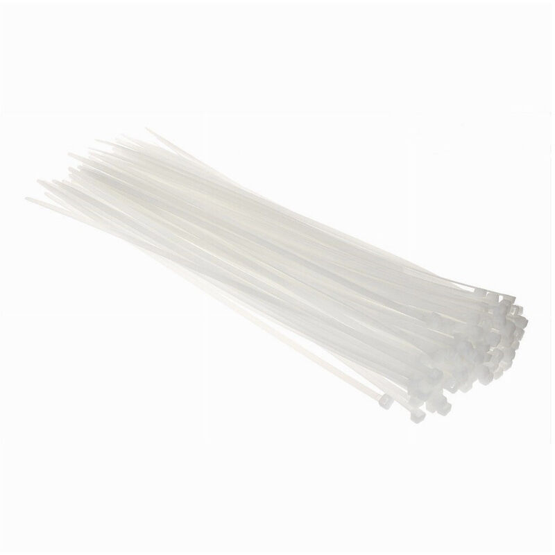 foto del prodotto trade shop traesio set 100pz fascette serracavo autobloccanti in nylon bianco 4.8 x 300mm 48 300 b 