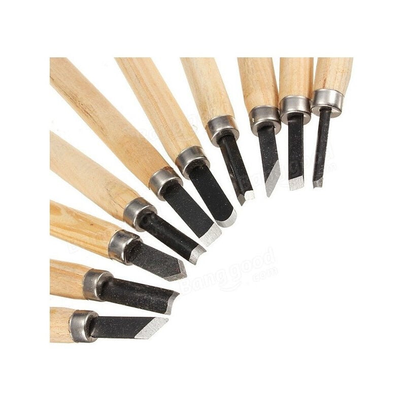 foto del prodotto trade shop traesio set 10pz scalpelli mini manico in legno acciaio per scultura intaglio strumenti 