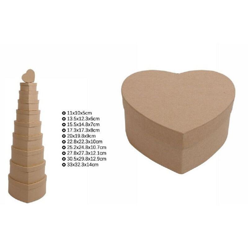 foto del prodotto trade shop traesio - set 10pz scatole box per regali varie misure matrioska forma cuore cartone 71959 -