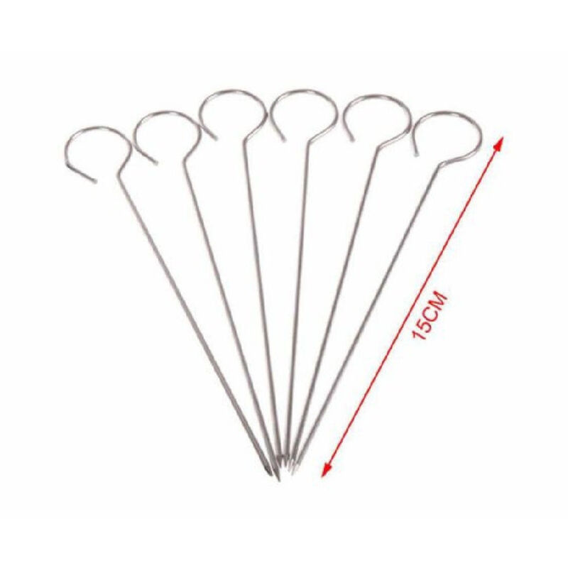 foto del prodotto trade shop traesio set 10pz spiedini in acciaio inox 15cm impugnatura ad uncino griglia bbq 2406313 