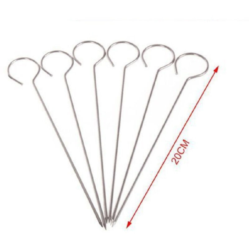 foto del prodotto trade shop traesio set 10pz spiedini in acciaio inox 20cm impugnatura uncino per griglia bbq 2406314 
