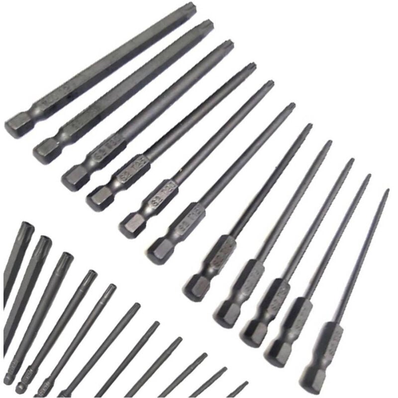 foto del prodotto trade shop traesio set 11 inserti da t6 a t40 100mm cacciaviti torx per avvitatore esagonale 1 4 