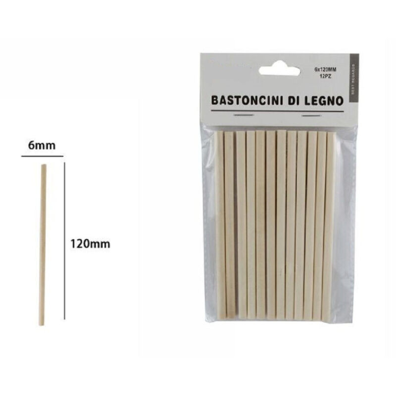 foto del prodotto trade shop traesio set 12 bastoncini in legno lavoretti attivit creative stecchette 6x120mm 53864a 