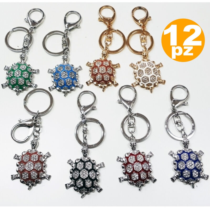 foto del prodotto trade shop traesio set 12 bomboniere tartaruga colorata 18 anni compleanno glitter porta chiavi 