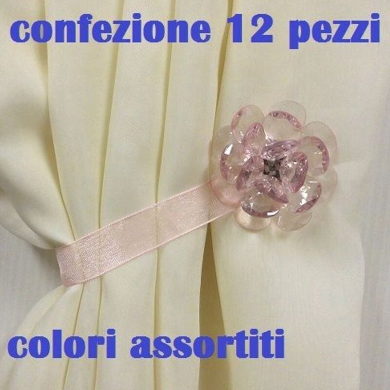 foto del prodotto trade shop traesio set 12 calamite legatenda ferma tende colorate cristallo fiore diametro 5cm 