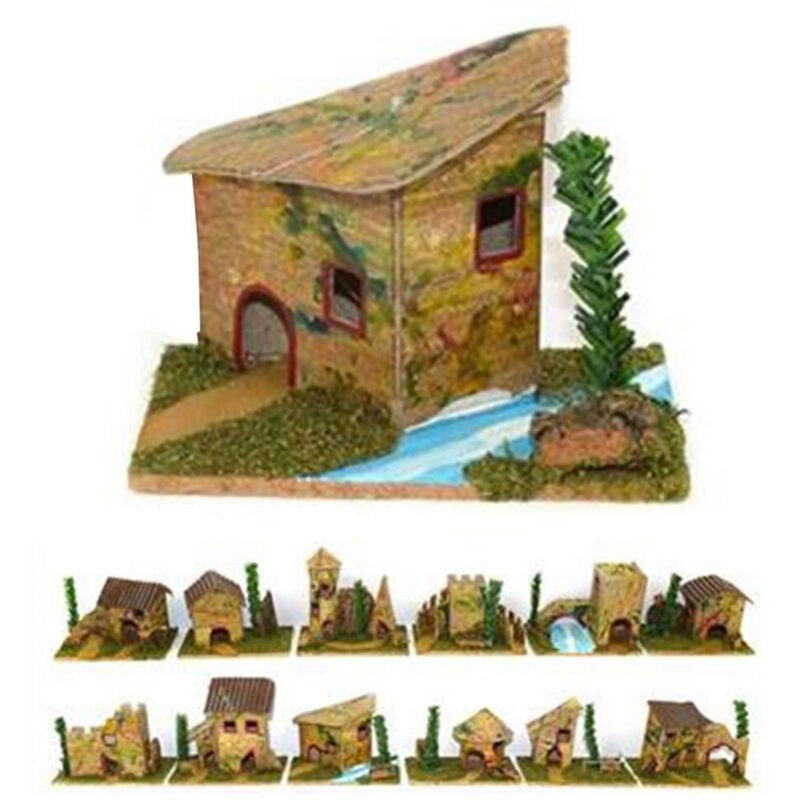 foto del prodotto trade shop traesio set 12 casette per presepe napoletano natale casa presepio in sughero 6x8x5cm 