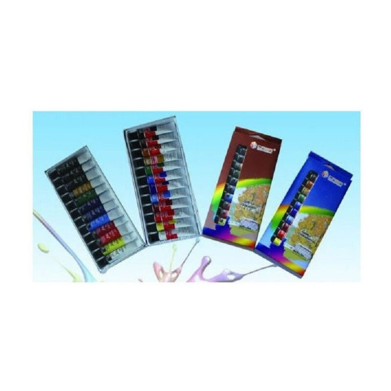 foto del prodotto trade shop traesio set 12 colori ad olio in vari colori tubi da 12 ml pittura hobby disegno 