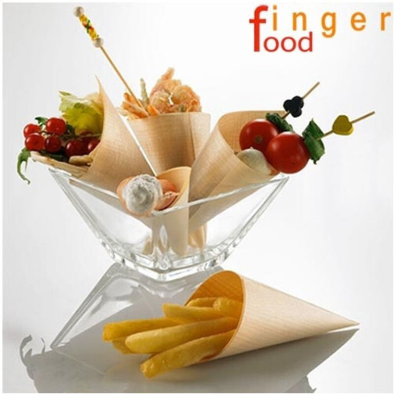 foto del prodotto trade shop traesio set 12 coni finger food in fibra di pioppo catering aperitivo 17 x 11,5 cm 