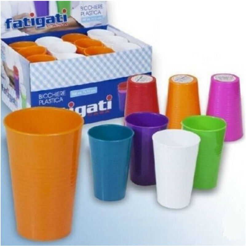 foto del prodotto trade shop traesio set 12 pezzi bicchieri in plastica rigida colori assortiti 200 ml 