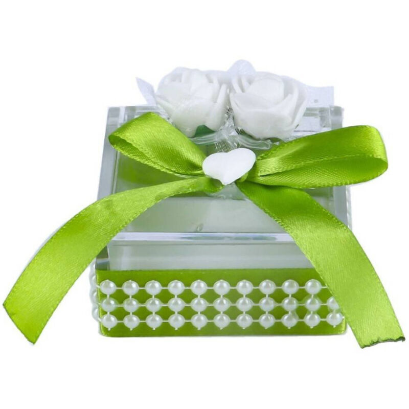 foto del prodotto trade shop traesio set 12 pezzi bomboniera bomboniere cofanetto plastica verde invito portaconfetti 