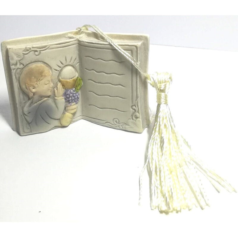 foto del prodotto trade shop traesio - set 12 pezzi bomboniera bomboniere comunione libro sacro sacramento ceramica -