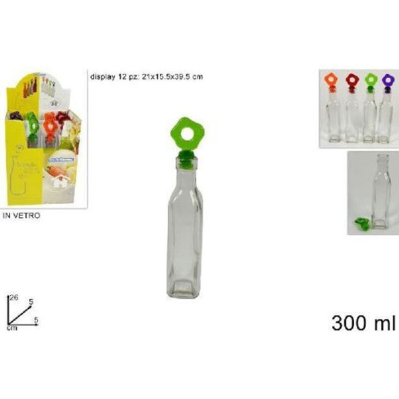 foto del prodotto trade shop traesio set 12 pezzi bottiglie bottigline vetro olio aceto con tappo colorato 300ml idea 