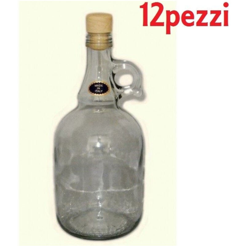 foto del prodotto trade shop traesio set 12 pezzi bottiglie bottigline vetro trasparente gallone con tappo 750 cc 