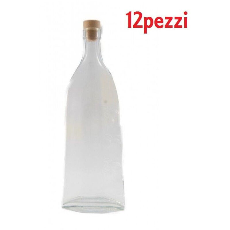 foto del prodotto trade shop traesio set 12 pezzi bottiglie bottigline vetro trasparente luxuri con tappo 500cc 