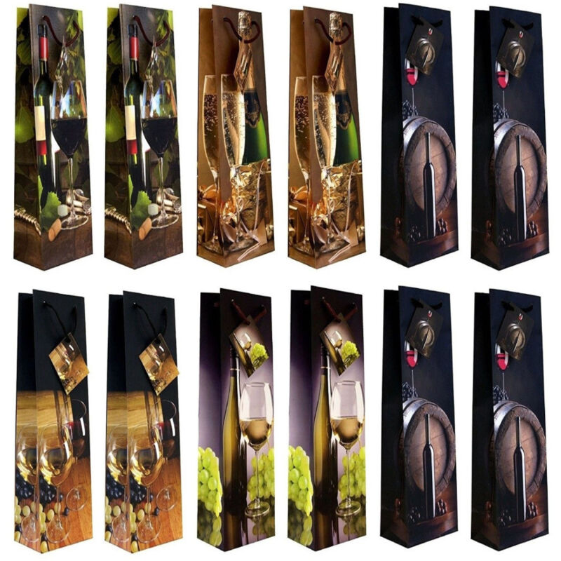 foto del prodotto trade shop traesio set 12 pezzi buste da regalo 12x34.5x10cm sacchetti sacchetto vino bottiglie 