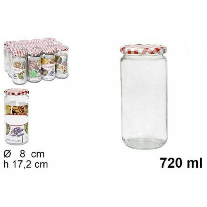 foto del prodotto trade shop traesio set 12 pezzi contenitore barattolo in vetro con coperchio barattolini 720ml 