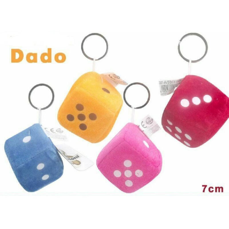foto del prodotto trade shop traesio set 12 pezzi dado peluches colorato 7 centimetri portachiavi porta chiave 