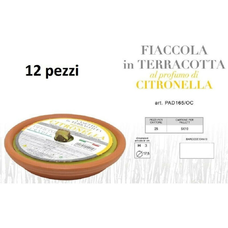 foto del prodotto trade shop traesio set 12 pezzi fiaccola in terracotta al profumo di citronella anti zanzare 17.5cm 
