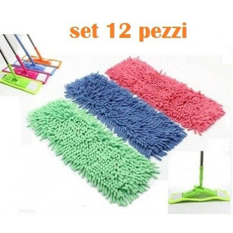 foto del prodotto trade shop traesio set 12 pezzi panno in microfibra lavabile ricambio scopa mop spazzolone 