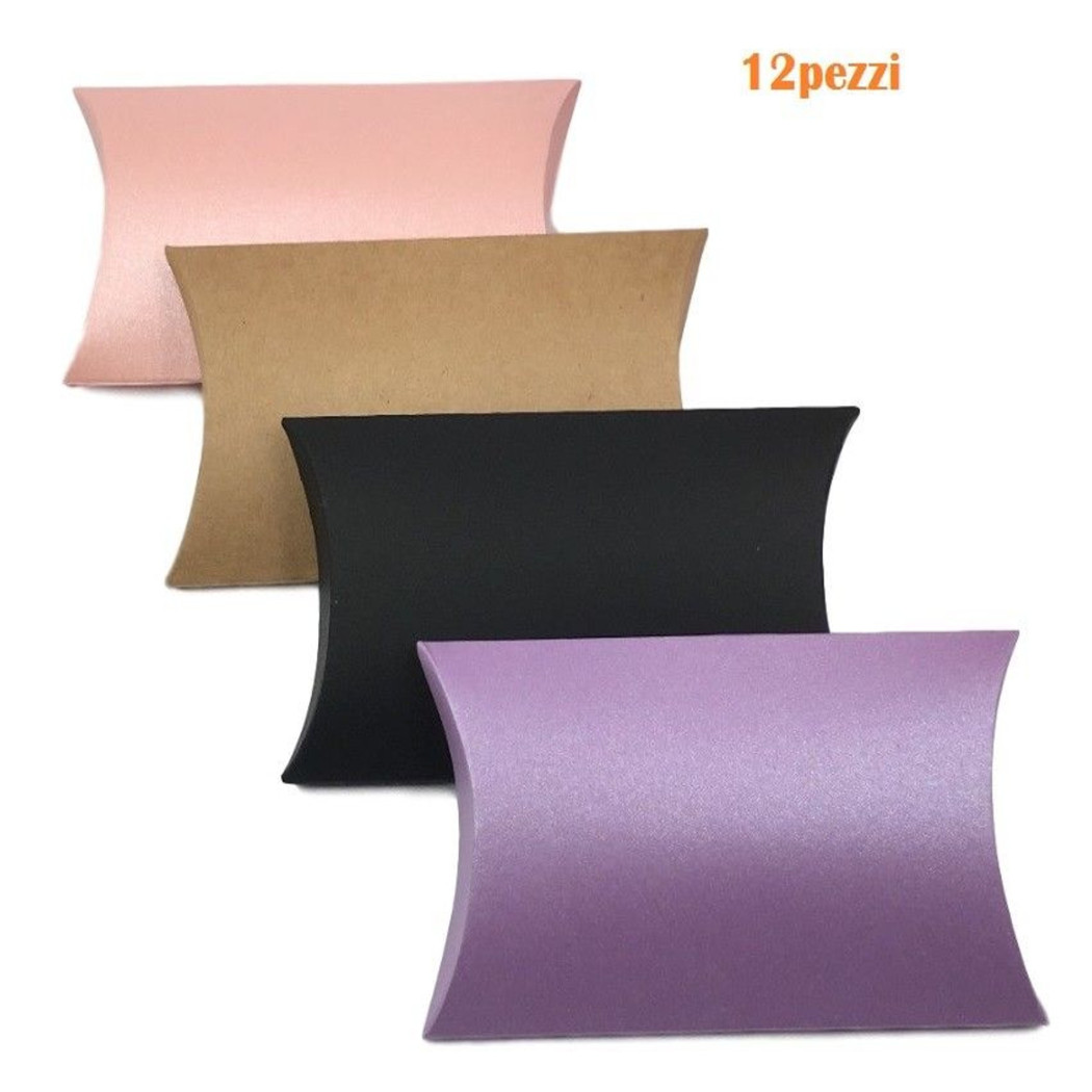 foto del prodotto trade shop traesio set 12 pezzi scatole box regalo in cartone sacchetti colorate 46x28cm 
