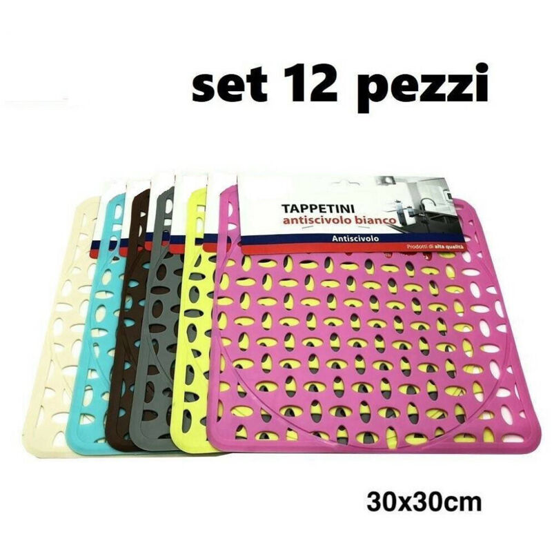 foto del prodotto trade shop traesio set 12 pezzi tappeto tappetino per lavello in gomma antiscivolo cucina 30x30cm 