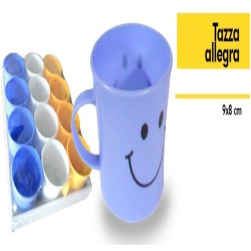 foto del prodotto trade shop traesio set 12 pezzi tazza allegra tazzone smile colorate plastica latte colazione 