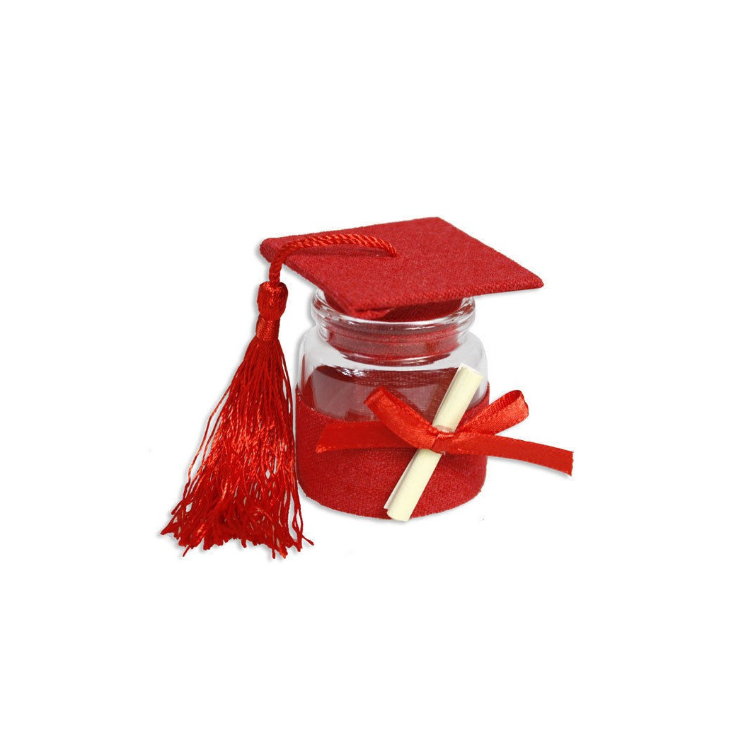 foto del prodotto trade shop traesio set 12 portaconfetti bomboniera laurea ampolla con tappo forma di tocco rosso 
