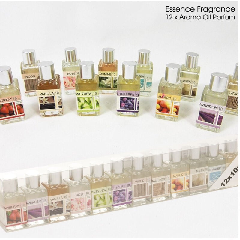 foto del prodotto trade shop traesio - set 12 profumatori ambiente ricarica olio profumo 10ml assortiti per bruciatore -