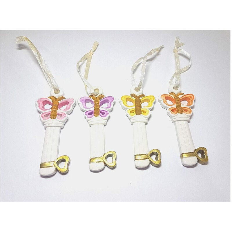 foto del prodotto trade shop traesio - set 12 pz. bomboniera bomboniere chiave farfalla 18 anni compleanno portachiavi -