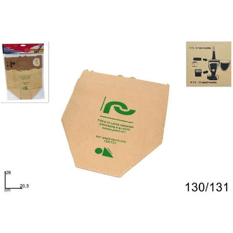 foto del prodotto trade shop traesio - set 12 pz buste sacchetto filtro in carta naturale aspirapolvere modelli 130/131 -