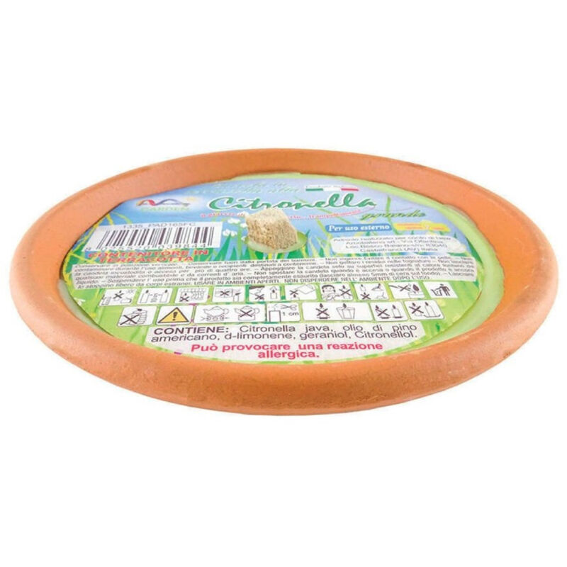 foto del prodotto trade shop traesio set 12 pz candela alla citronella in piatto terracotta 16.5x4cm antizanzare 020031 03984 