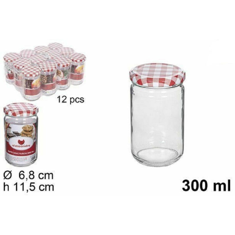 foto del prodotto trade shop traesio set 12 pz contenitore barattolo in vetro con coperchio barattolini 300ml 114653 