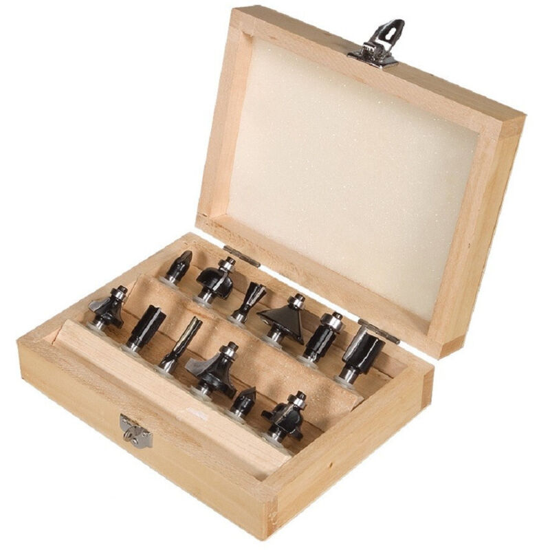 foto del prodotto trade shop traesio set 12 pz. frese legno frese per scanalare gambo 8 12 mm fresatrice pantografo 8 mm