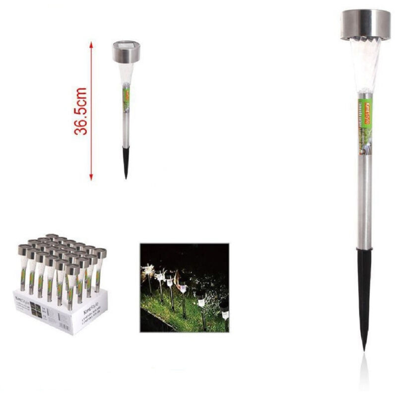 foto del prodotto trade shop traesio set 12 pz lampada solare led decoro giardino 36.5 cm a picchetto silver 2002987 